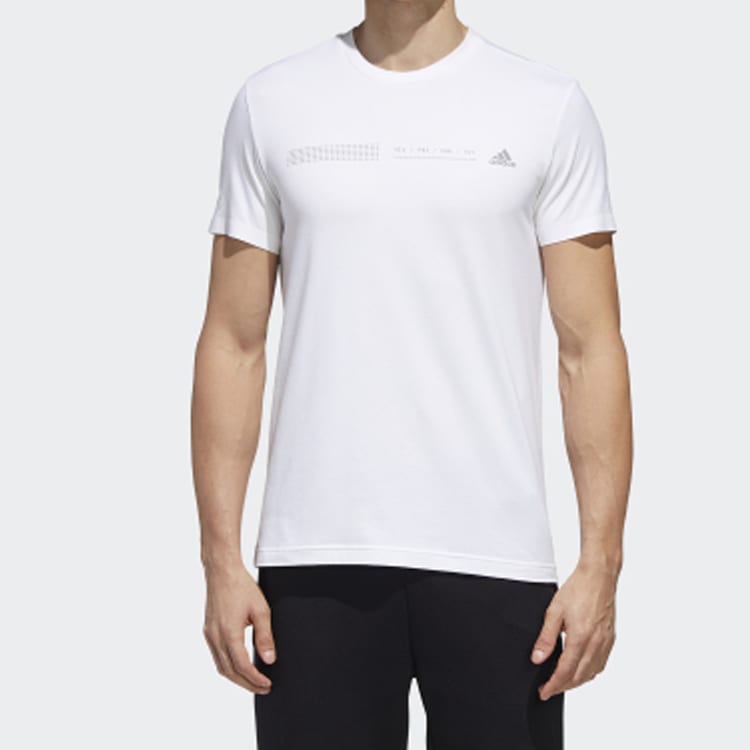 Adidas T Shirts Men's White Crew Neck Moderate Straight Fit GL5622