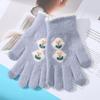 Korean Style Women's Warm Gloves for Autumn and Winter Cold Protection Thickened Knitted Wool Flowers Tulips Cycling Touch Screen Fingers