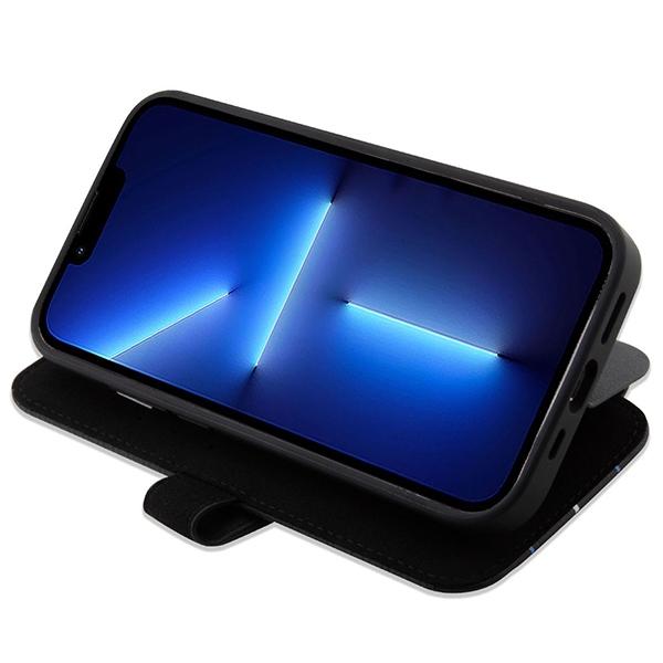 Case for iPhone 14 Pro BMW Leather with Flap Black