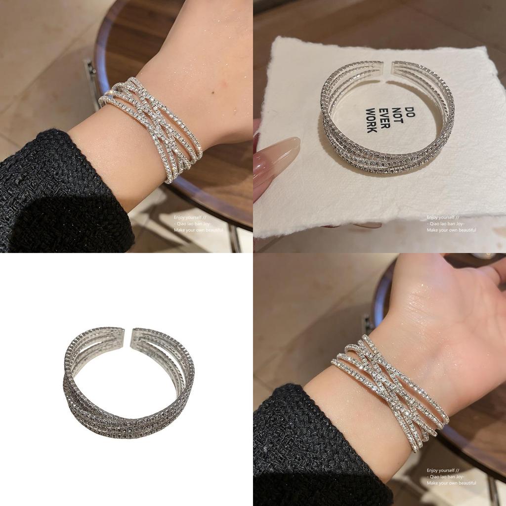 Geometric Cross Open Bracelet Silver Copper Fashion Jewelry For Stylish Office Wear