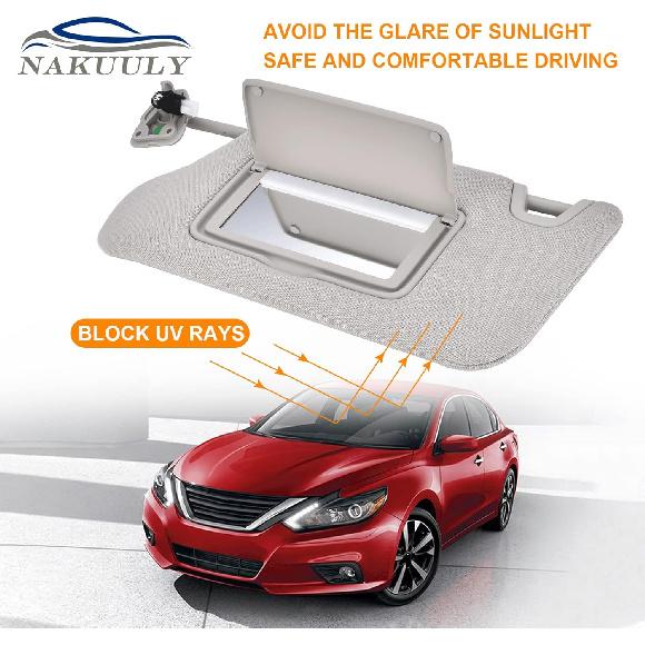 Nakuuly Left Driver Side Sun Visor Gray With Light, Without Sunroof Compatible With Nissan Altima 2013 2014 2015 2016 2017 2018 Replaces #