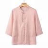 Datang Furen New Chinese Style Summer Disc Button Blouse for Middle-Aged Women