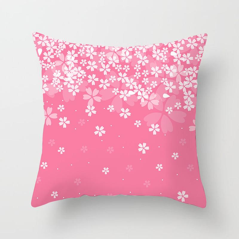 Peach Leather Velvet Fresh Pink Flower Pillowcase Home Sofa Pillow Cushion Cover Core-free