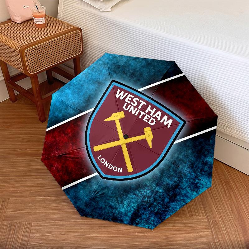 West Ham United pattern, automatic folding umbrella, portable and foldable design, 8 ribs, a Christmas or birthday gift.