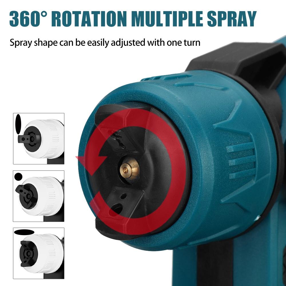 1500W 800ML 88VF Pistola elétrica sem fio com 3 bicos de controle de fluxo Aerógrafo Pulverizador de tinta de alta potência