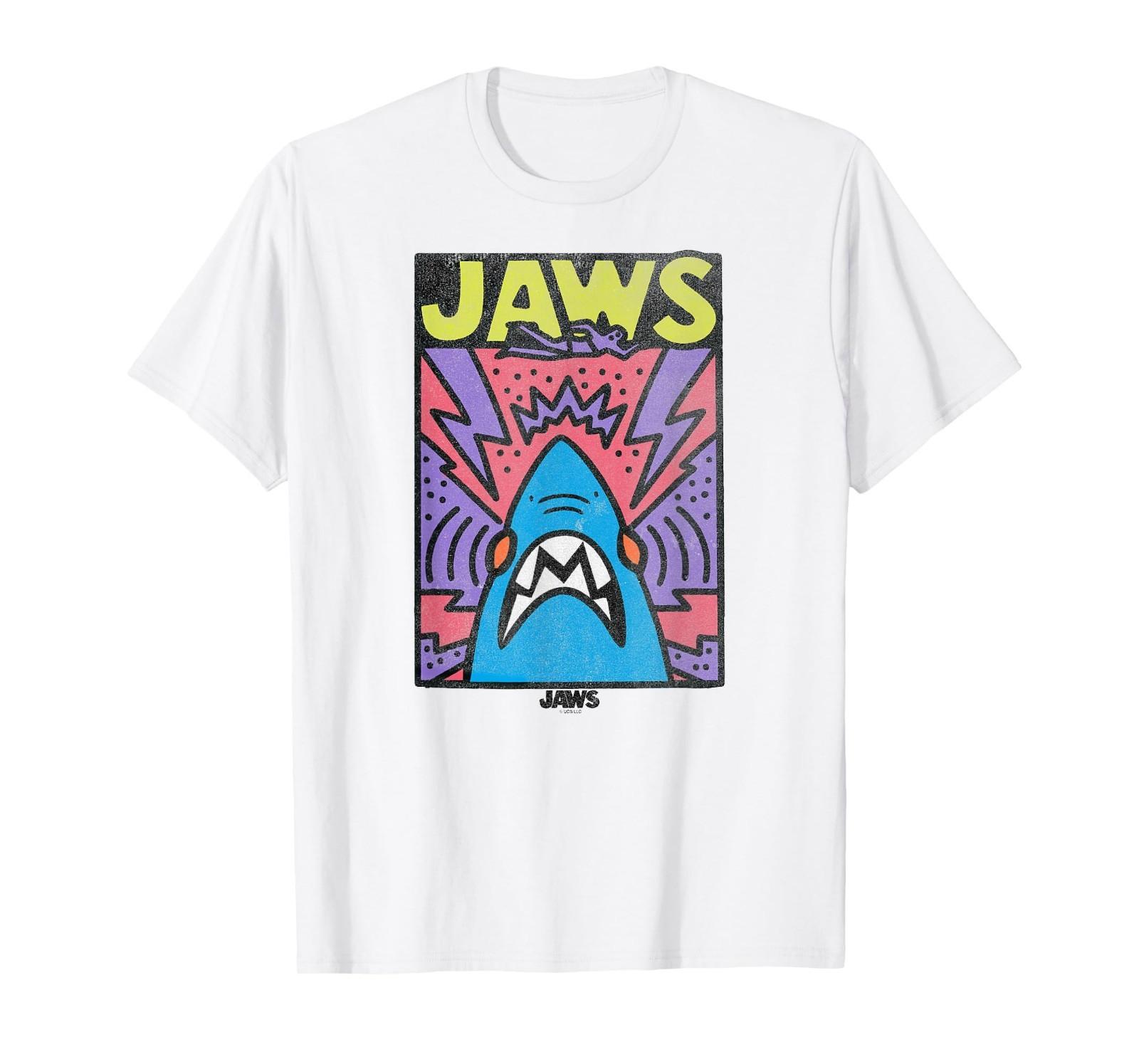 Jaws Neon Poster T-Shirt Mens Womens Tees Top S