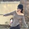 Moda Vintage Scollo a V Lavorato a Maglia Donna Inizio Autunno Nuovi Maglioni Pullover Manica Lunga Aderenti Pullover Sexy Grigio