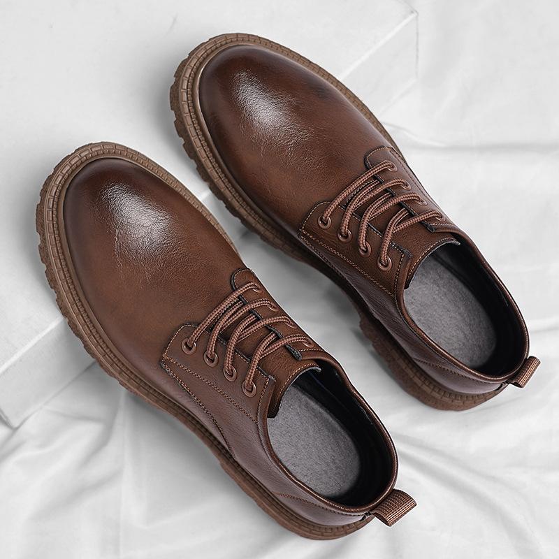 Men's retro business casual leather shoes men's cowhide platform big head leather shoes British style men's low-top tooling shoes