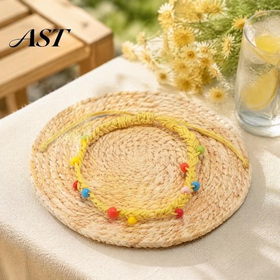 Hand Woven String Bracelets Handmade Braided Bracelet for Women, Bohemian Wrist Rope Boho Style Summer Jewelry with Colorful Rice Beads, Adjustable
