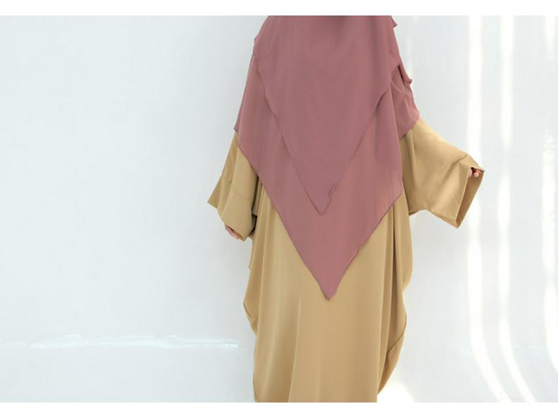 2025 Loriya Double Layer Ruffle Big Swing Middle East Solid Color Headscarf HJ927