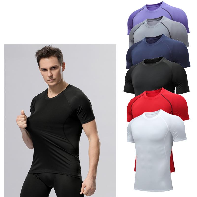Men's Quick-Dry Compression T-Shirt: Breathable, High Elasticity for Running, Basketball, and Fitness.