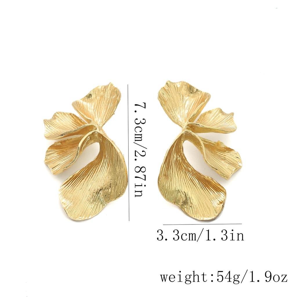 Vintage Metal Gold Color Flower Big Earrings for Women Fashion Floral Statement Earrings Jewelry Gift