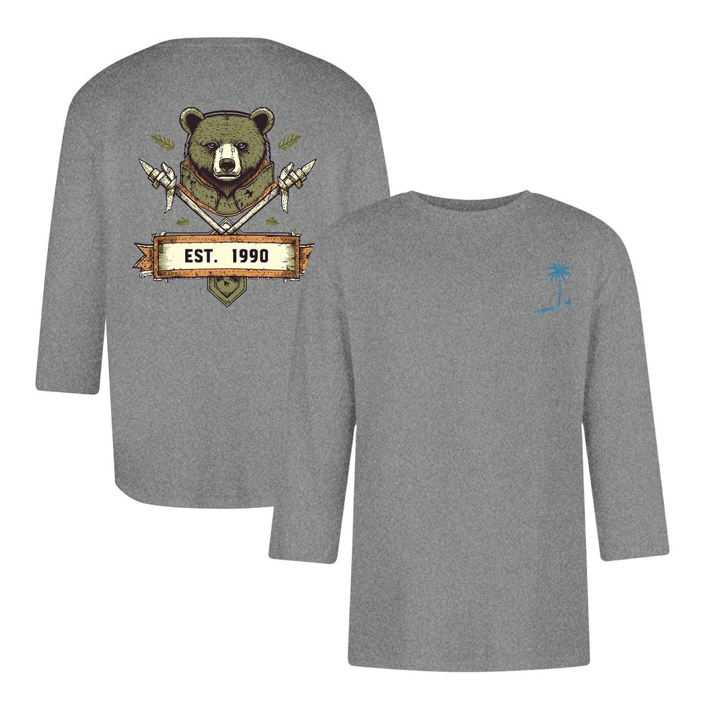 Men's Casual and Fashionable Printed Collar Three-quarter Sleeve Top T-shirt