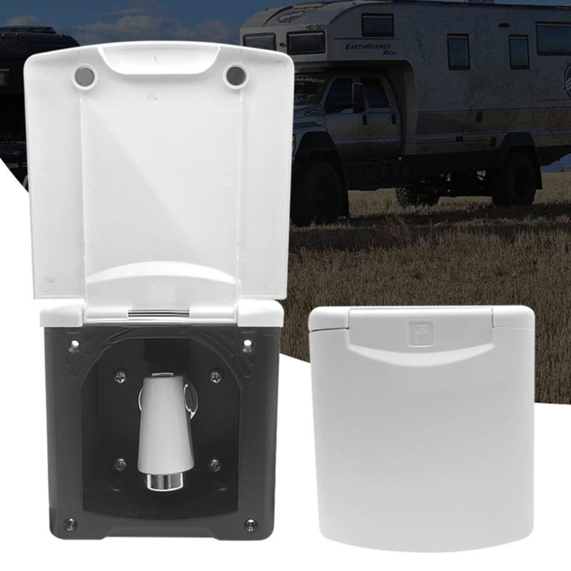 Campers Yacht Shower Box With Magnetic Cover And 180 Degree Opening Flip Lid Water Inlet Adapter With Water Pipe