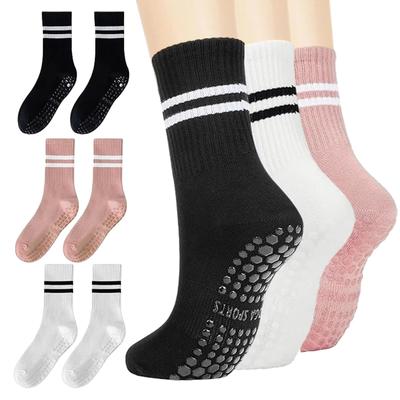Women & Girls Crew Knitted Youth Spring Anti-Slip Grip Sports Socks-High Quality Pilates Athletic Socks