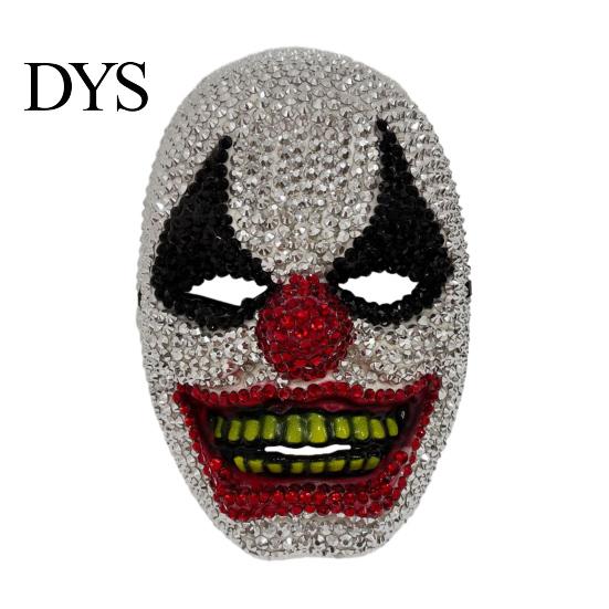 Rhinestone Joker Mask Halloween Clown Mask, Creepy Full Face Sparkling Scary for Masquerade Cosplay Costume Party