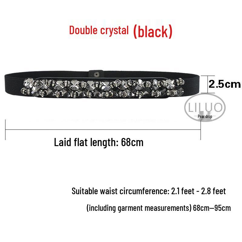 Crystal Rhinestone Elastic Waist Belt for Women's Dresses and Sweaters