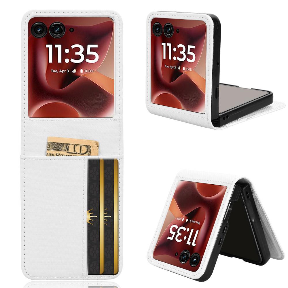

Для Motorola Razr 60 Ultra 5G Чехол из ПУ кожи+ПК с держателем для карт Чехол для мобильного телефона White
