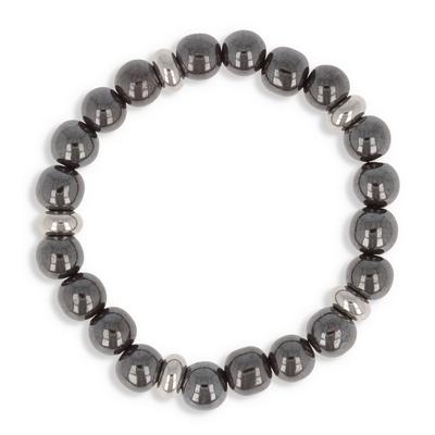 [R0679] - Gray 'Mineralia' Steel Bracelet (hematite) - 8 Mm