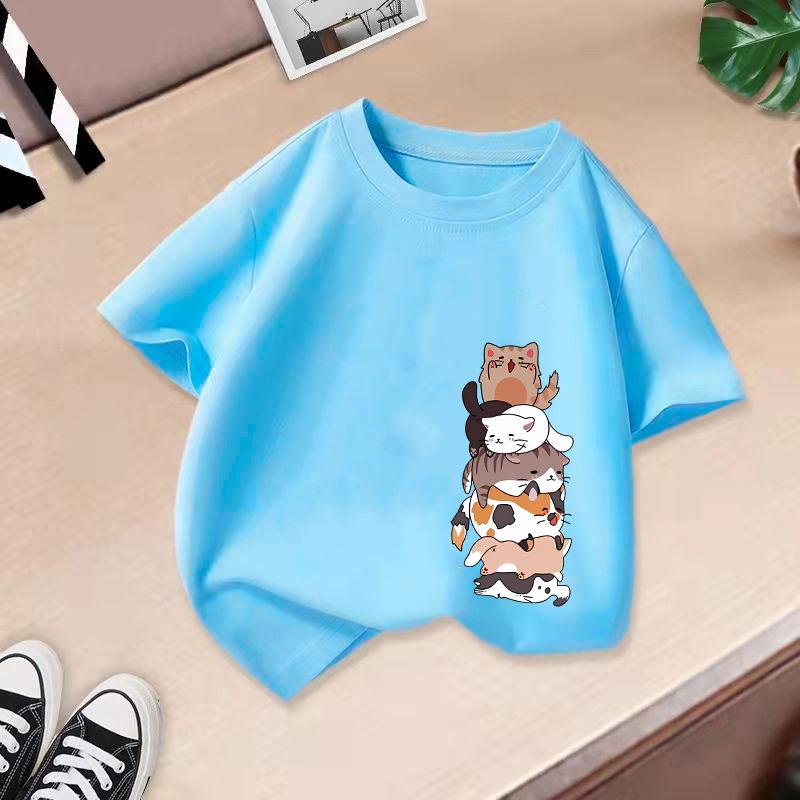 Dětské tričko s krátkým rukávem z čisté bavlny s roztomilými zvířecími potisky pro letní módu