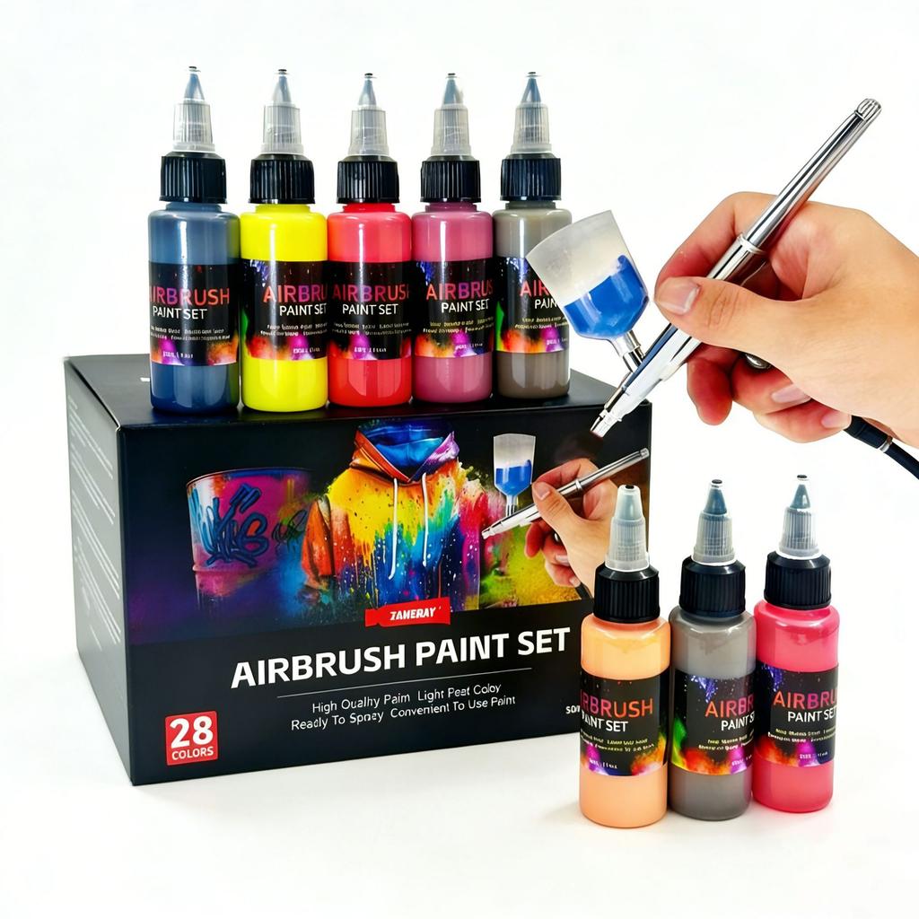 12/28-color Fine-tip Airbrush Acrylic Paint Set Water-based Model Paint for DIY Hand-painting Spraying and Inking