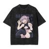 Hot Sale Call of The Night Nazuna Graphic Print Retro Washed TShirts Mens Women Crewneck Cotton Tees Streetwear Oversized Tops