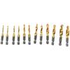 12pc Tap Drill HSS Screw Hex Shank Titanium Plated