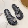 Evening wind rhinestone cover toe French slippers fairy wind sandals spring and summer new wear silver sandals women's shoes