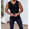 New Men Summer Tank Top Solid Color Sleeveless Vest Tops Gym Fitness Workout Clothes V-Neck Athletic Shirt Muscle Training Bodybuilding Tank Tops