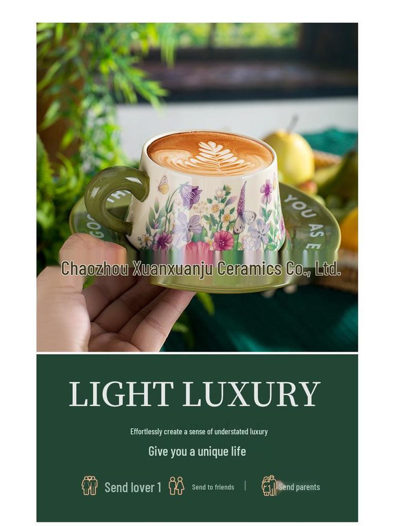 Retro Style Gift Box Set: High-End Ceramic Coffee and Tea Cup with Saucer
