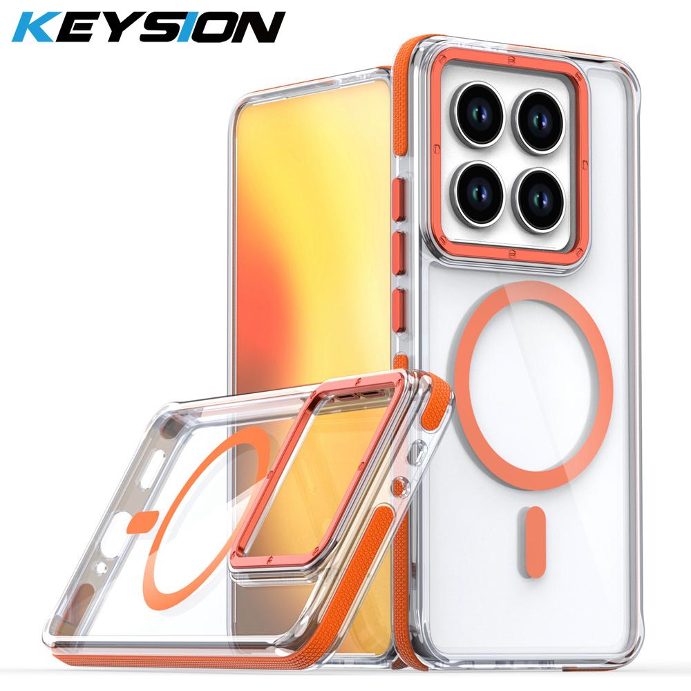 KEYSION HD Transparent Magnetic Case for MagSafe for Xiaomi 14T 15T Pro 5G Clear Shockproof Phone Cover for Xiaomi 15T 14T Pro