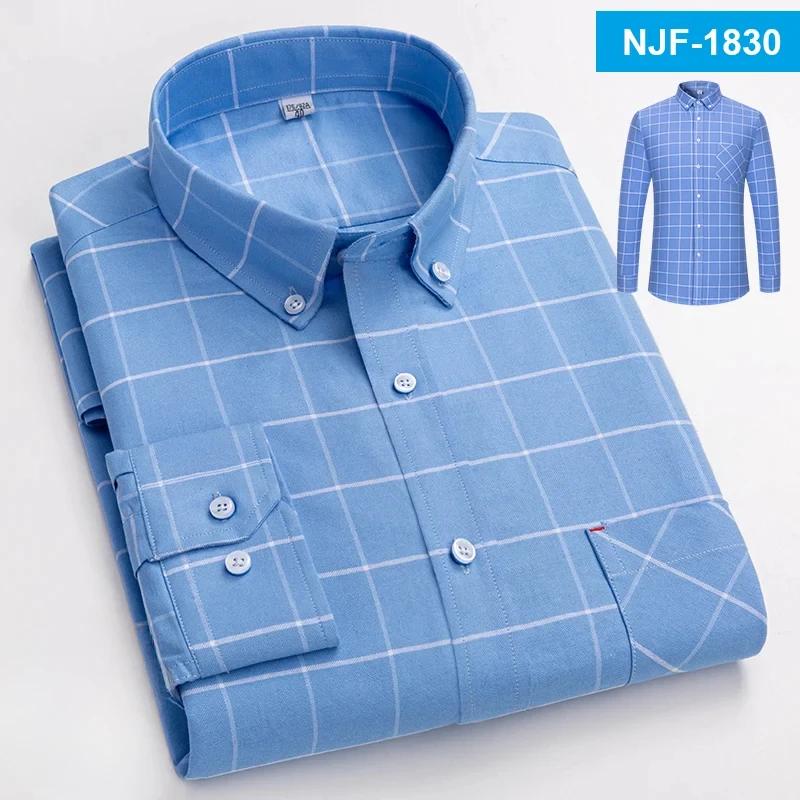 100% Cotton Oxford Long-sleeve Shirts for Men Slim Fit Formal Plain Shirt Soft Casual Plaid Designer White Striped Black Clothes