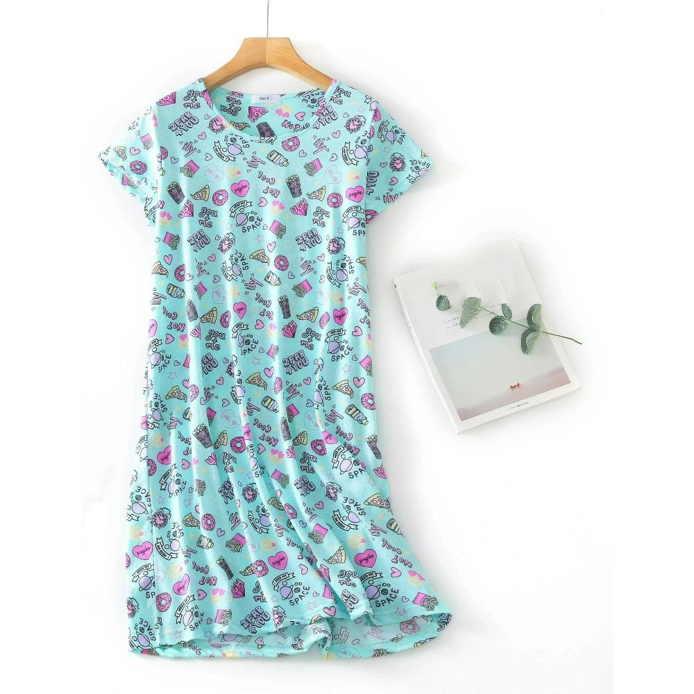 Fashion Casual Women Dress Short Sleeve Sleepwear Dresses Loose Fit Nightwear Home Clothes Nightie Loungewear Dresses