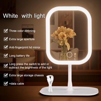 LED Makeup Mirror, Touch Control 3 Light Modes, Rechargeable Portable Vanity Mirror with Stand & Foldable Design