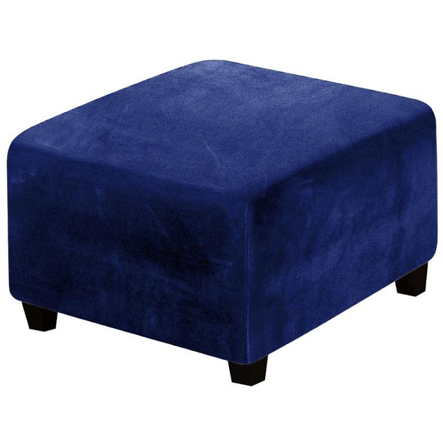 Velvet Fabric Square Ottoman Covers Stretch Footstool Cover Bench Storage Stool Cover Washable Household Furniture Protector Cover Sets 3 Size