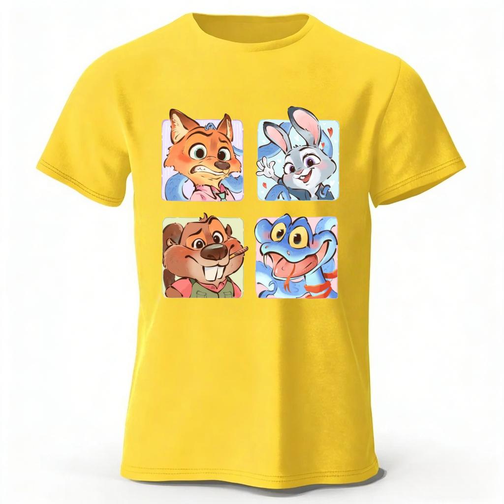 Crazy Zootopia 2 Couple Themed Pure Cotton Tshirt Menwomen Daily Casual Soft Highquality Plus Size Sports Short Sleeved Shirt