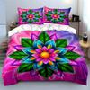 Colorful Floral Mandala Art Set Exquisite Three-Piece Bedding Set Gift For Kids And Adults
