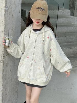 Autumn 2025 Stylish Hooded Cardigan for Girls - Versatile and Casual Sweatshirt for Middle and Big Kids