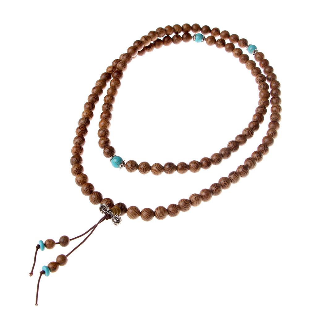 Stone Meditation 108 Rosary Beads Mala Buddhist Bracelet Wenge Turquoise