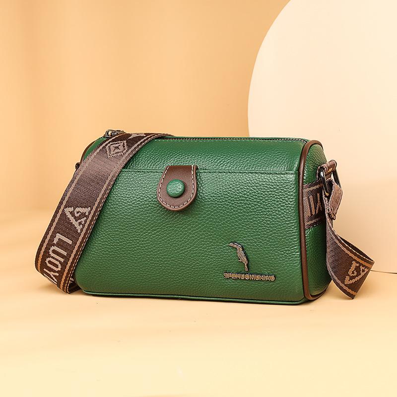 Leather women's bags, new simple and fashionable large-capacity shoulder messenger bags, first-layer cowhide pillow bags for women
