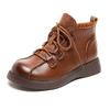 Short Boots For Women Spring And Autumn New Thick Soled Ankle Boot Womens Retro Small Leather Shoes Middle-Aged Mothers Shoes