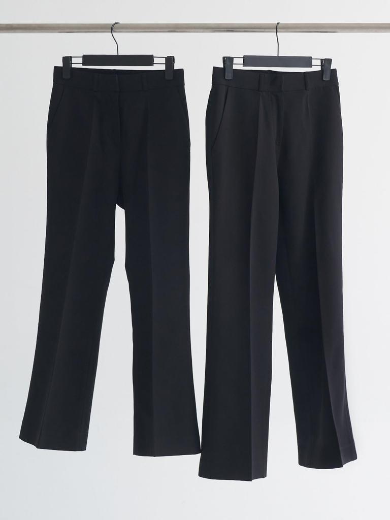 Office Work Pants for Hand Stretch [byDream] Semi-Bootcut Pants, Commuting, Washable, Material, Spring/Autumn (L, Long, Black)