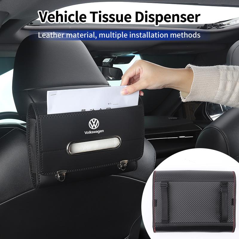 Car Storage Elastic Fabric Leather Vehicle Seat Tissue Dispenser For VW Golf GTI Polo Passat Touareg Beetle GTD GTE Sportcoupe BIT1