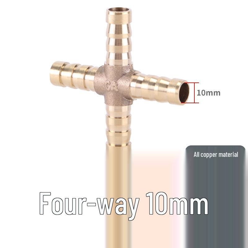 Brass Green Head Pagoda Straight-Through 2-Way or 4-Way Tee Fitting, Compatible with 6-16mm Tubing