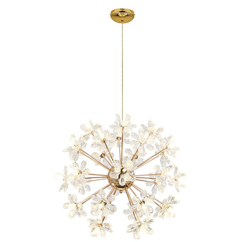 Modern Luxury Crystal Chandelier Dandelion Round Ball Pendant Ceiling Lamp for Dining Living Room Hanging Light New