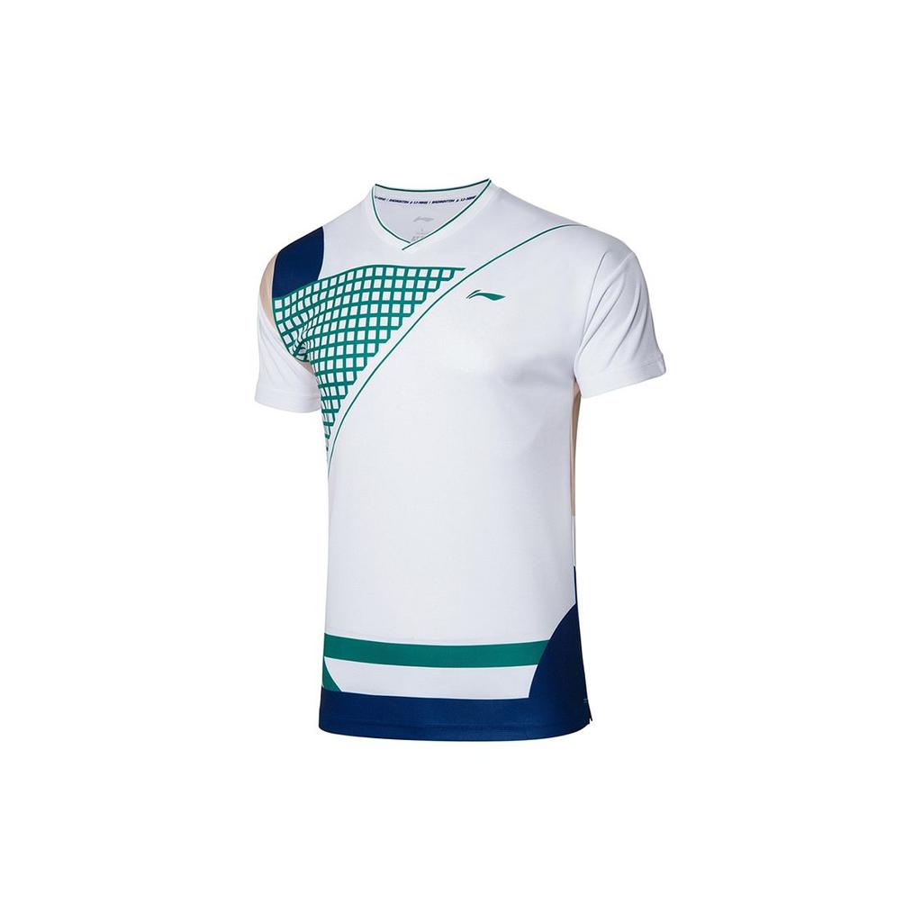 Li Ning Quick-Dry Cool Sweat-Absorbing Color-Block Training T-Shirt Men Tops White AAYR201-2