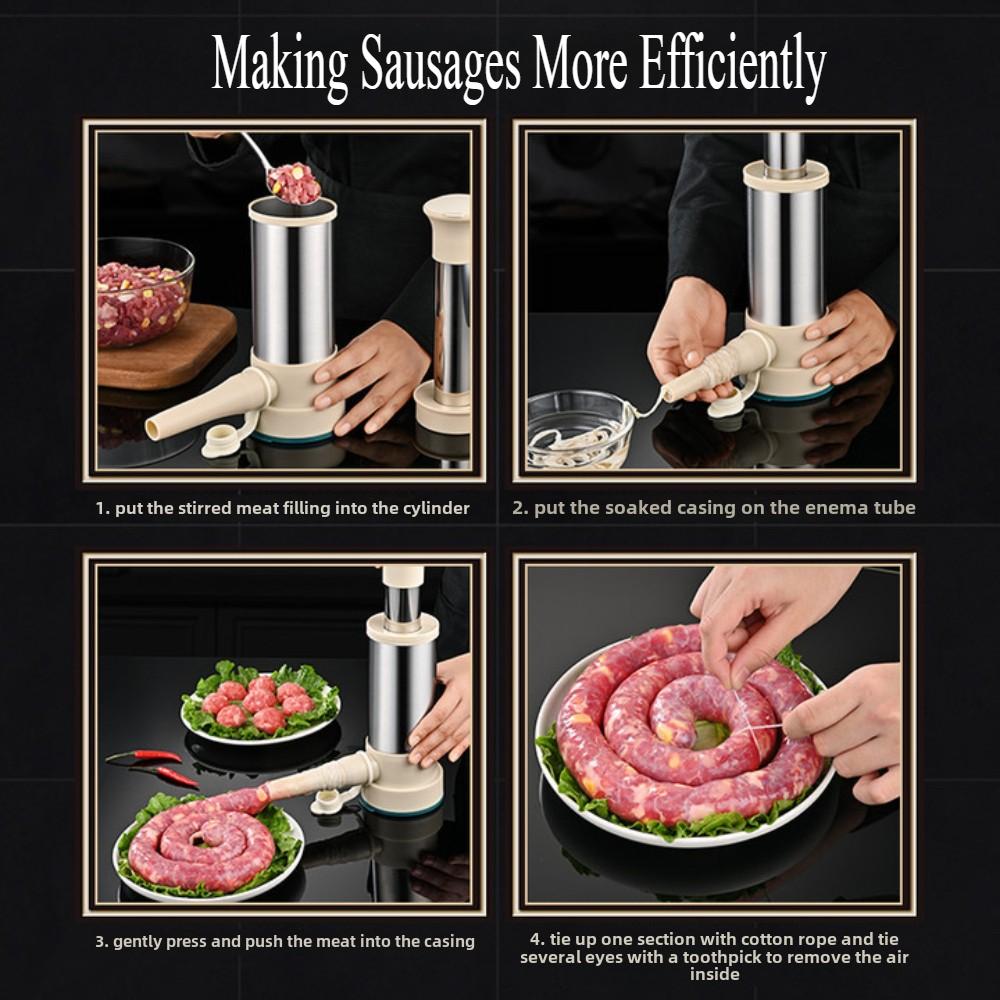 Hand Pushed Stainless Steel Sausage Machine Home Made Rice-meat Dumplings Sausage Bacon Tools