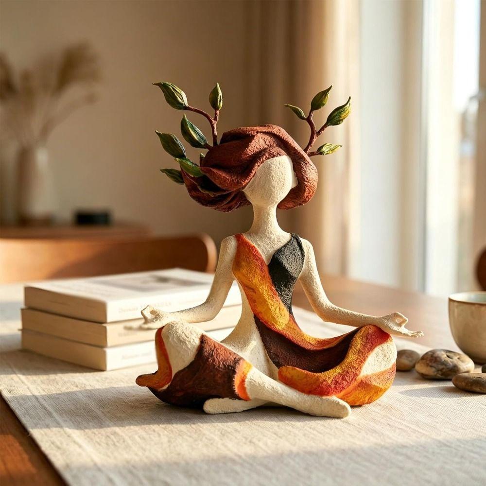 Mindfulness Abstracte Yoga Beeldje Hars Woondecoratie Standbeeld Bureau