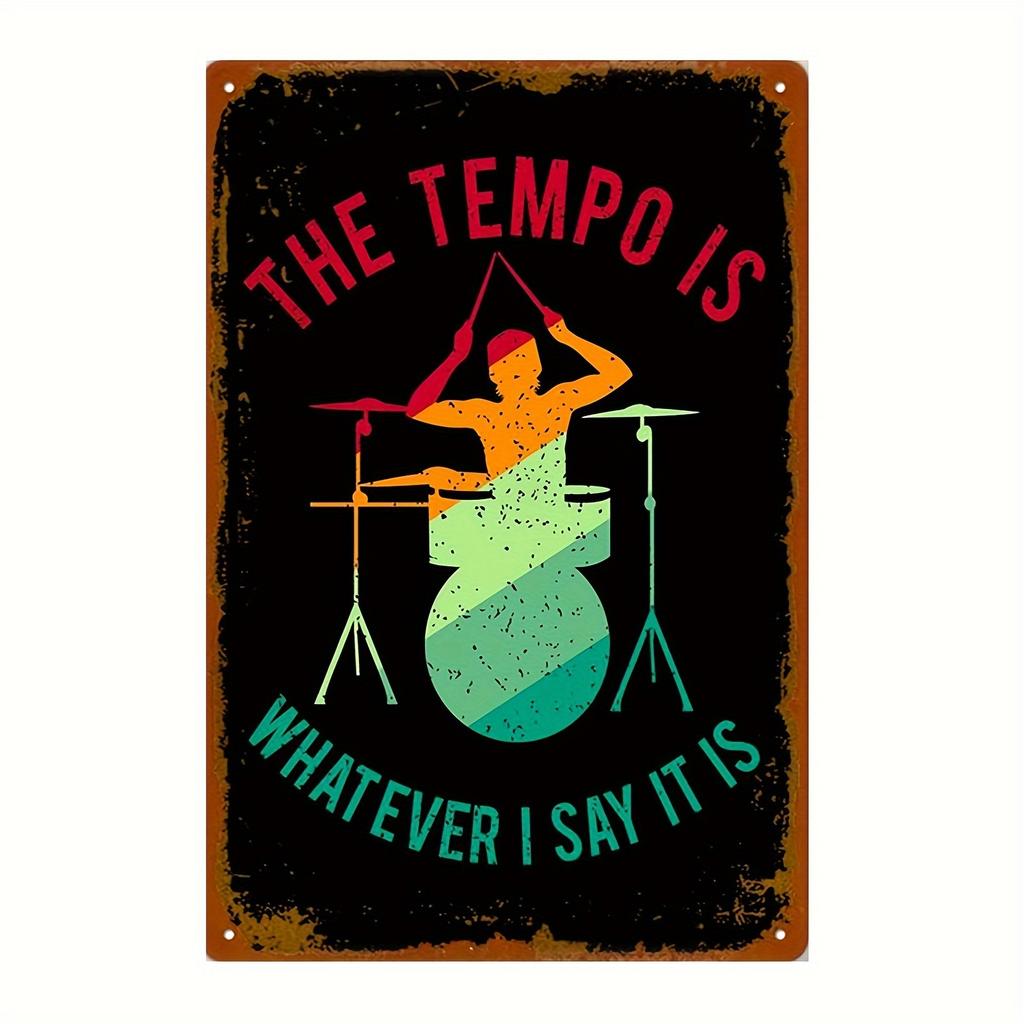 Vintage Schlagzeuger Anhänger Metall Blechposter Schlagzeug Metall Blechschild Poster Platte für Schlagzeuger Café Garage Fitnessstudio oder Boxclub Dekor