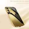 Business Fashion Grid Glass Phone Case Suitable for Samsung Galaxy S26 S25 S24 S23 S22 S20 FE/Ultra/Plus Anti Drop Back Cover